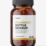 Amber jar with fish oil capsules mockup