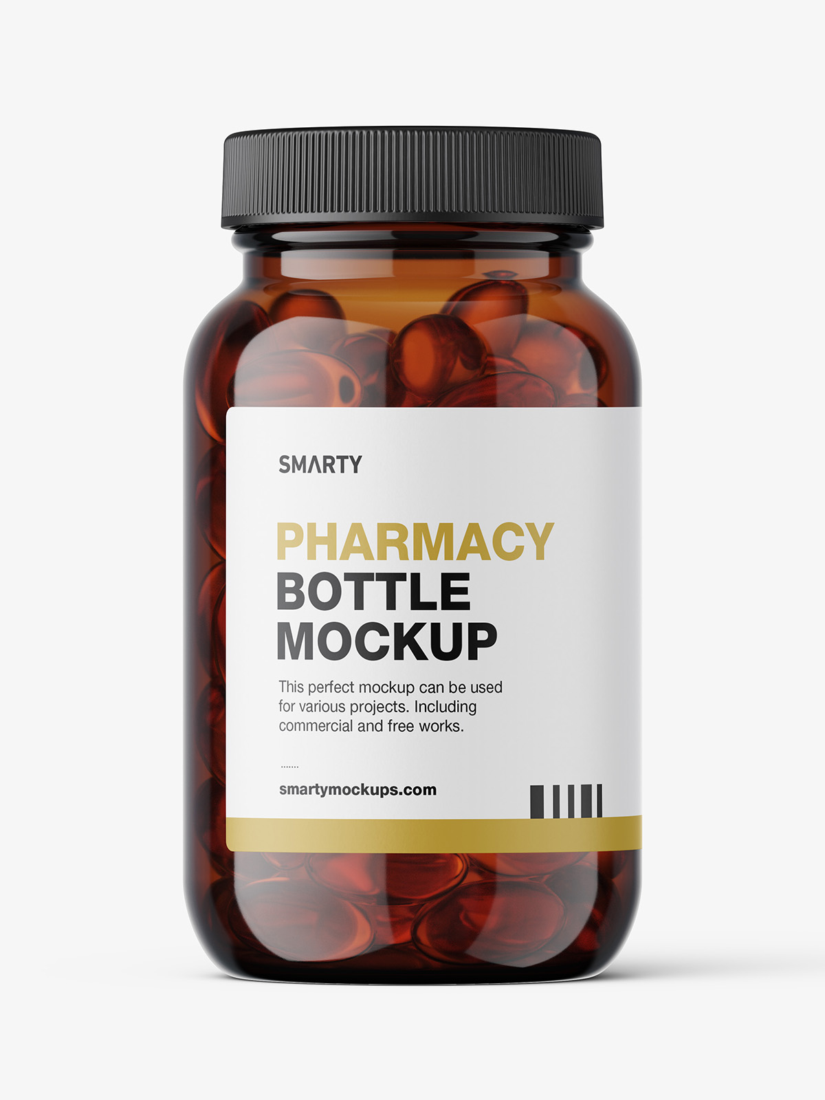Amber jar with fish oil capsules mockup