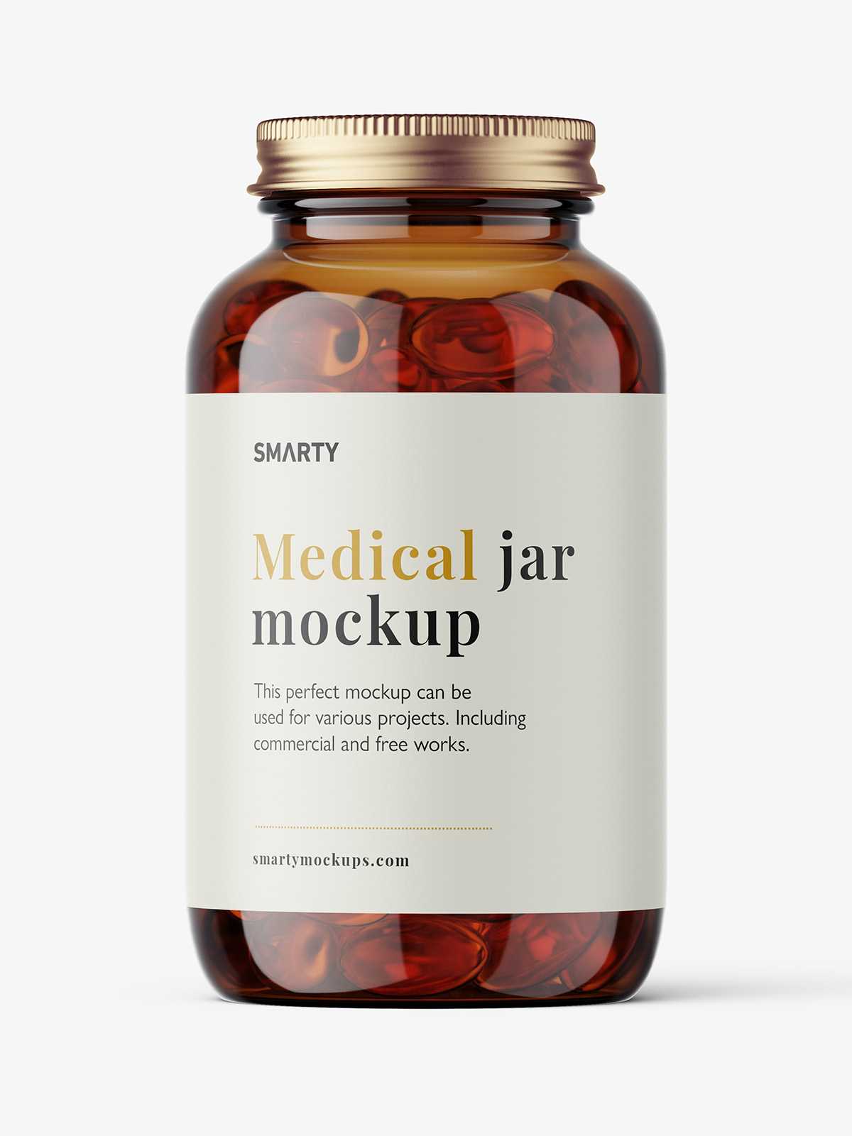 Amber jar with fish oil capsules mockup