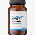Amber jar with pills mockup