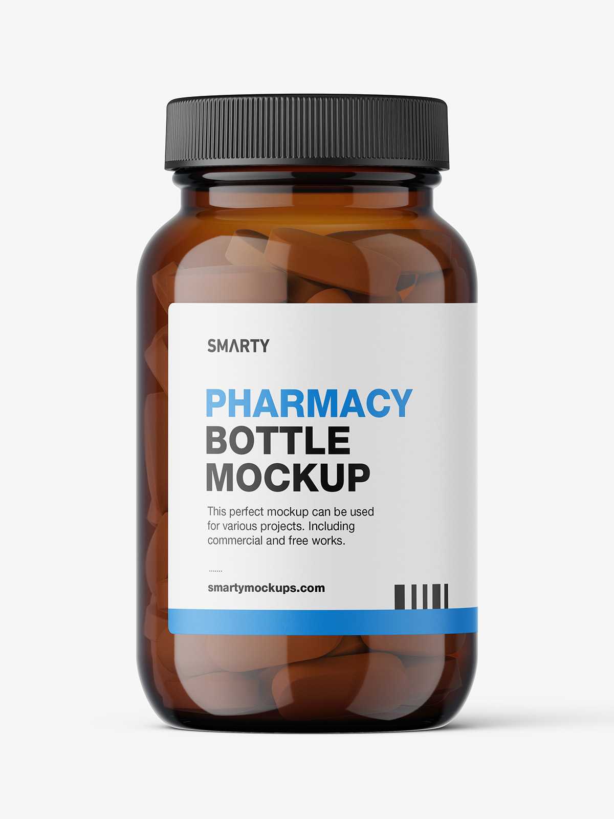 Amber jar with pills mockup