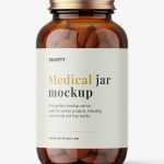 Amber jar with round tablets mockup - Free PSD Download Amber jar with round tablets mockup