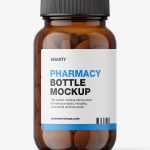 Amber jar with round tablets mockup - Free PSD Download Amber jar with round tablets mockup