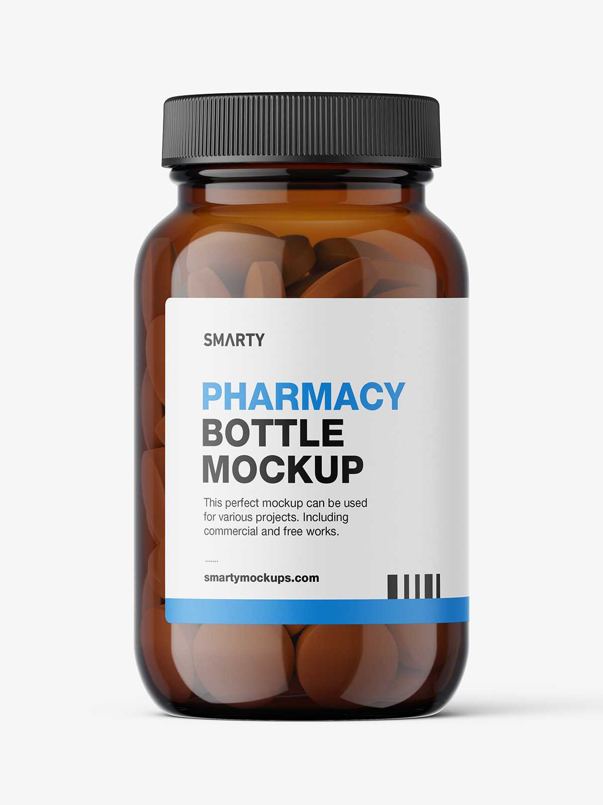 Amber jar with round tablets mockup