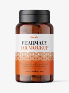 Amber jar with tablets mockup