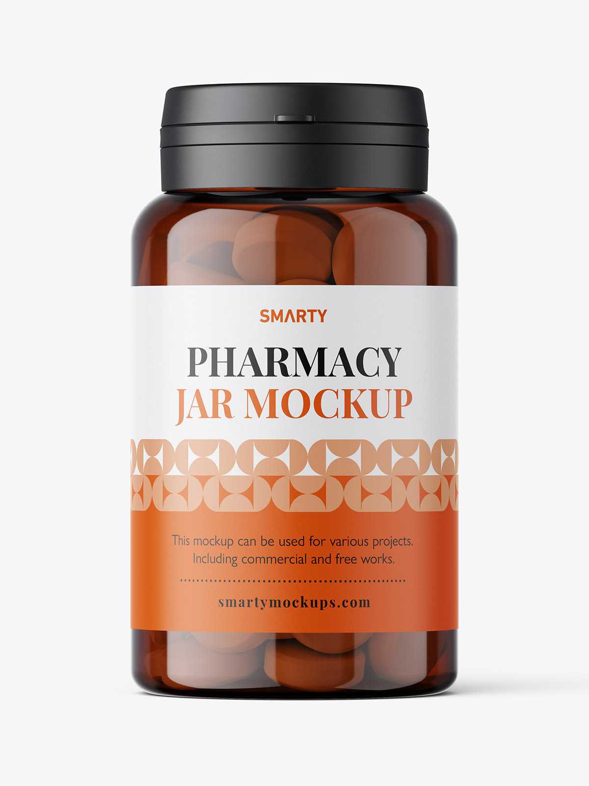 Amber jar with tablets mockup