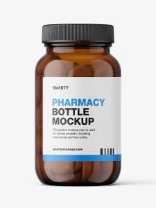Amber jar with tablets mockup