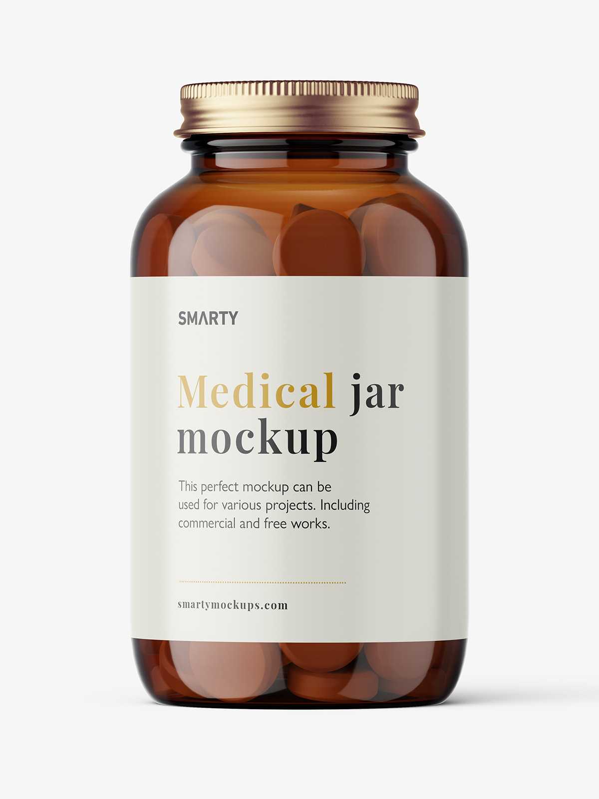 Amber jar with tablets mockup