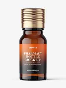 Amber pharmaceutical bottle with silver cap