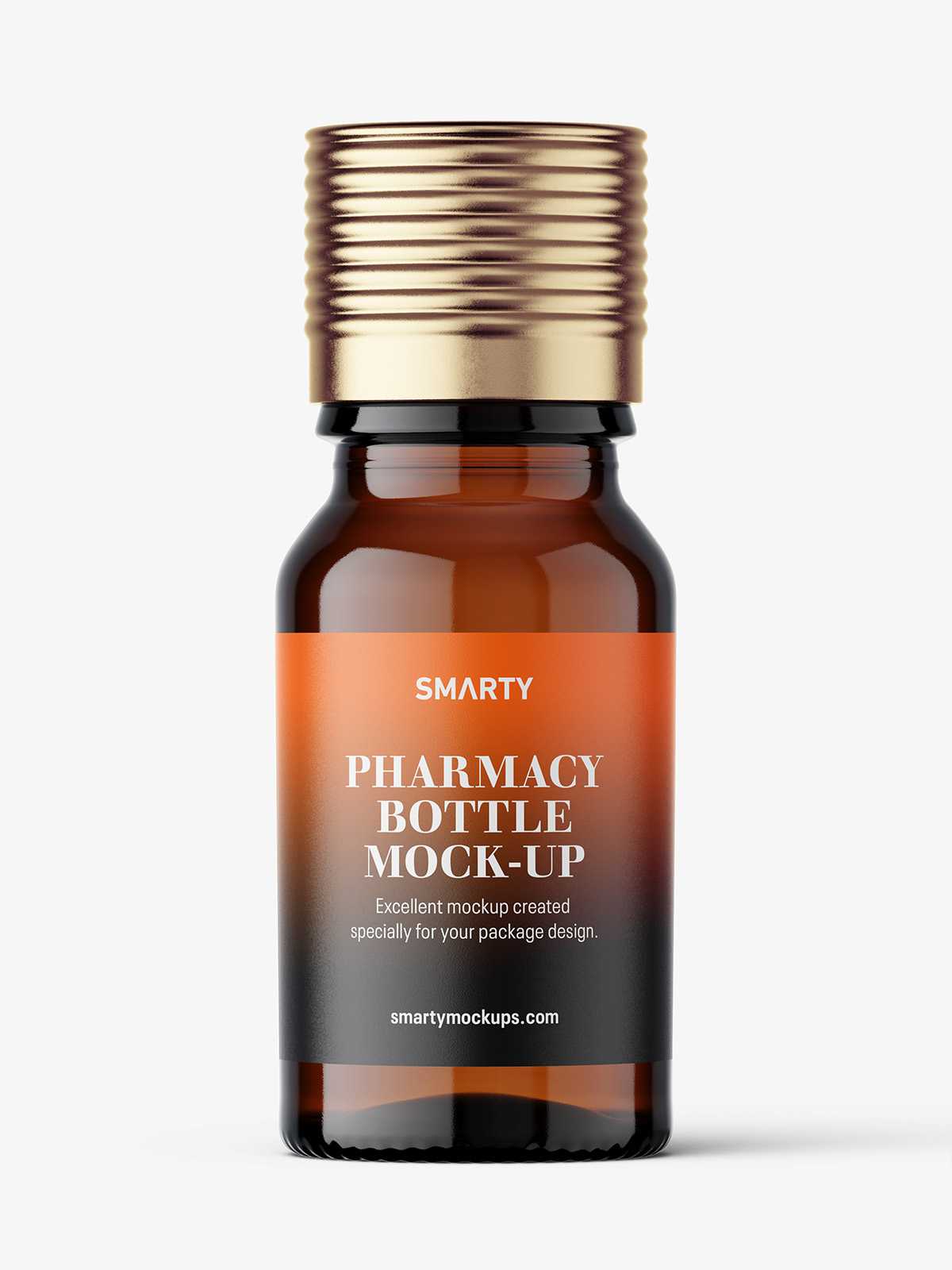 Amber pharmaceutical bottle with silver cap
