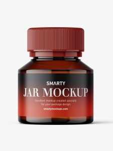 Amber pill jar mockup