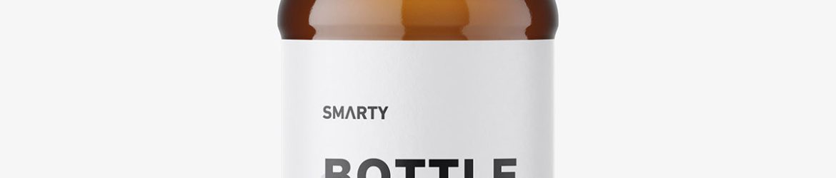 Amber plastic bottle mockup