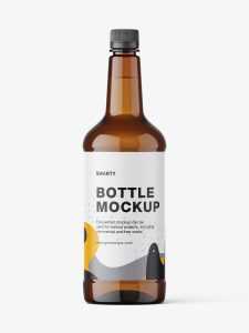 Amber plastic bottle mockup