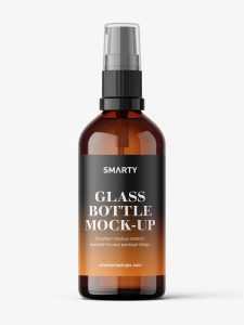 Amber pump bottle mockup / 100 ml