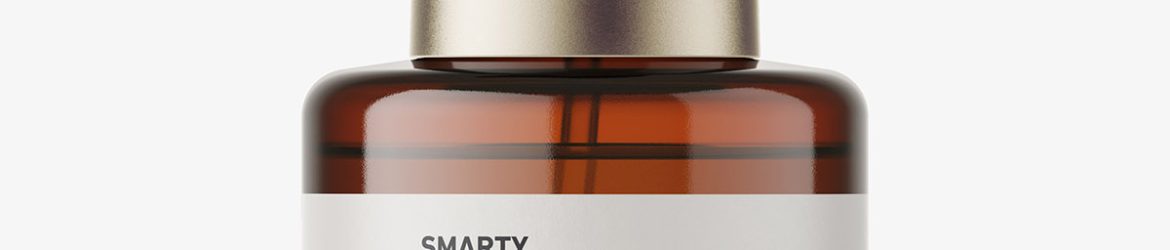 Amber pump bottle with seal mockup