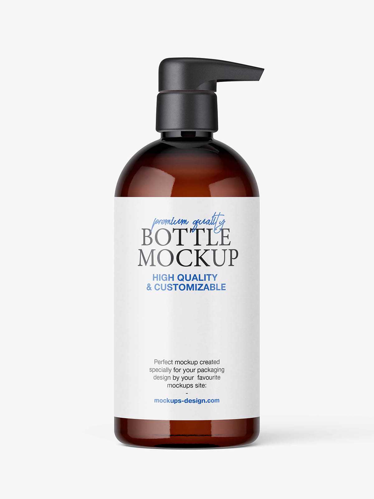 Amber pump dispenser bottle mockup