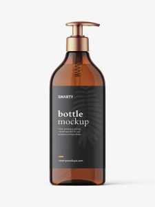 Amber rectangle pump bottle mockup