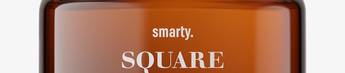 Amber square base jar mockup / 16oz