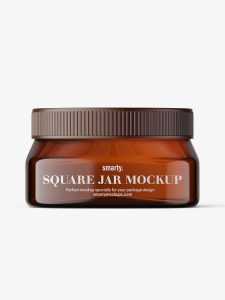 Amber square base jar mockup / 4oz