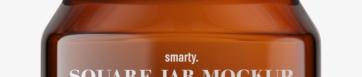 Amber square base jar mockup / 6oz