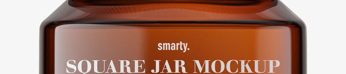 Amber square base jar mockup / 8oz