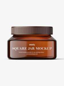 Amber square base jar mockup / 8oz