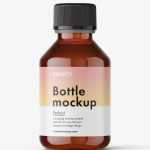 Amber syrup bottle mockup