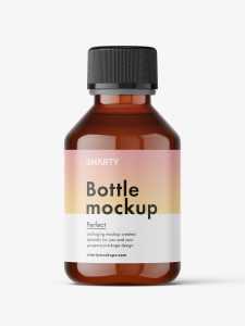 Amber syrup bottle mockup