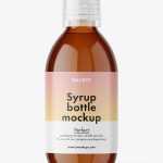 Amber syrup bottle mockup / 300 ml