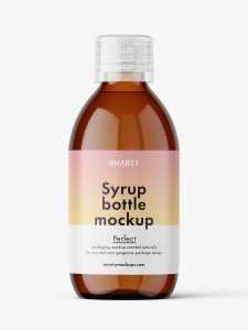 Amber syrup bottle mockup / 300 ml