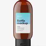 Amber tottle bottle with lotion mockup