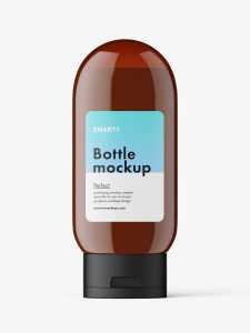 Amber tottle bottle with lotion mockup