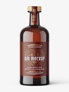 Amber vodka bottle mockup