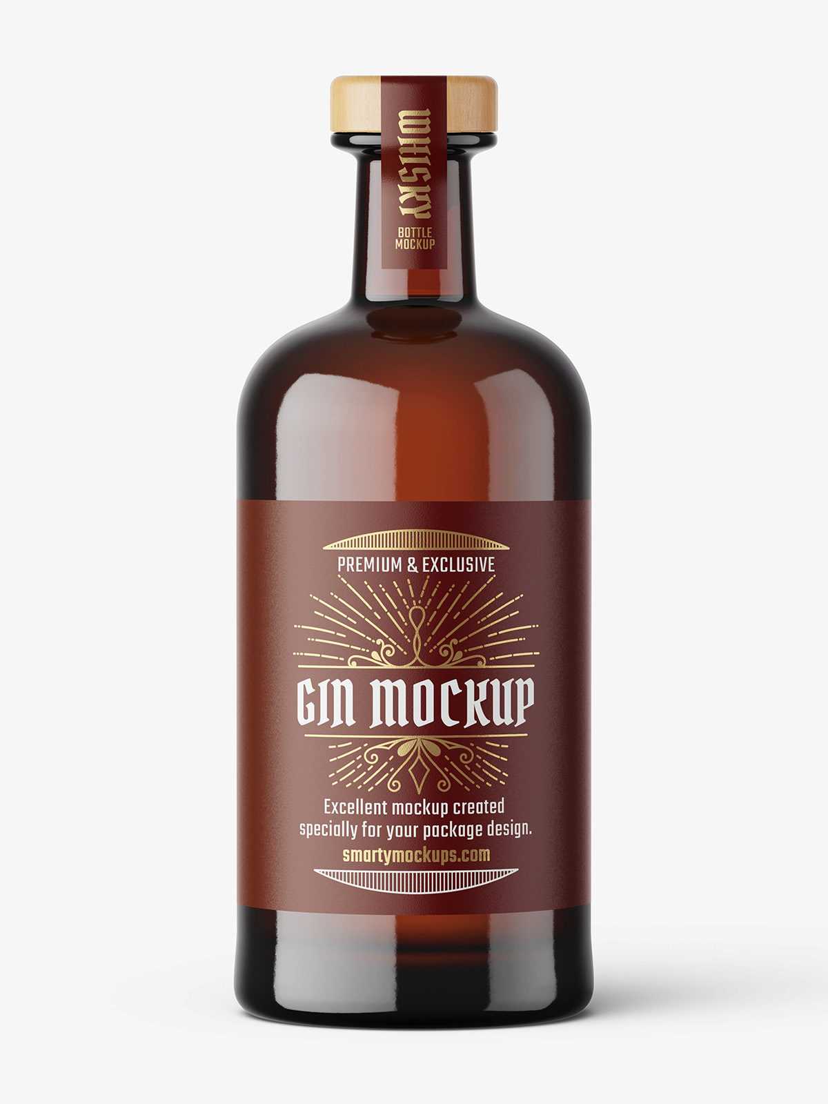 Amber vodka bottle mockup
