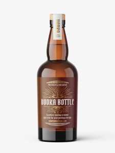 Amber vodka bottle mockup