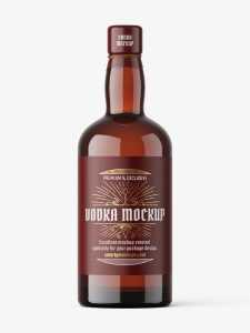 Amber vodka bottle mockup