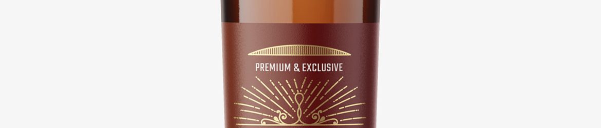 Amber vodka bottle mockup