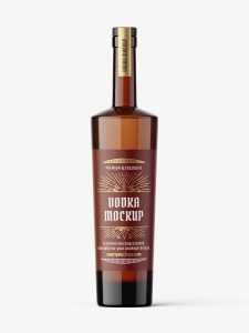 Amber vodka bottle mockup