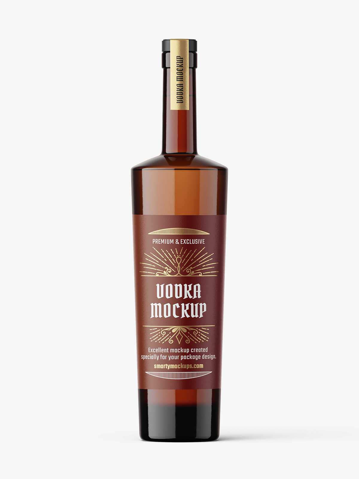 Amber vodka bottle mockup