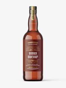 Amber vodka bottle mockup
