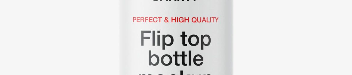 Amber wide bottle with flip top mockup Amber wide bottle with flip top mockup