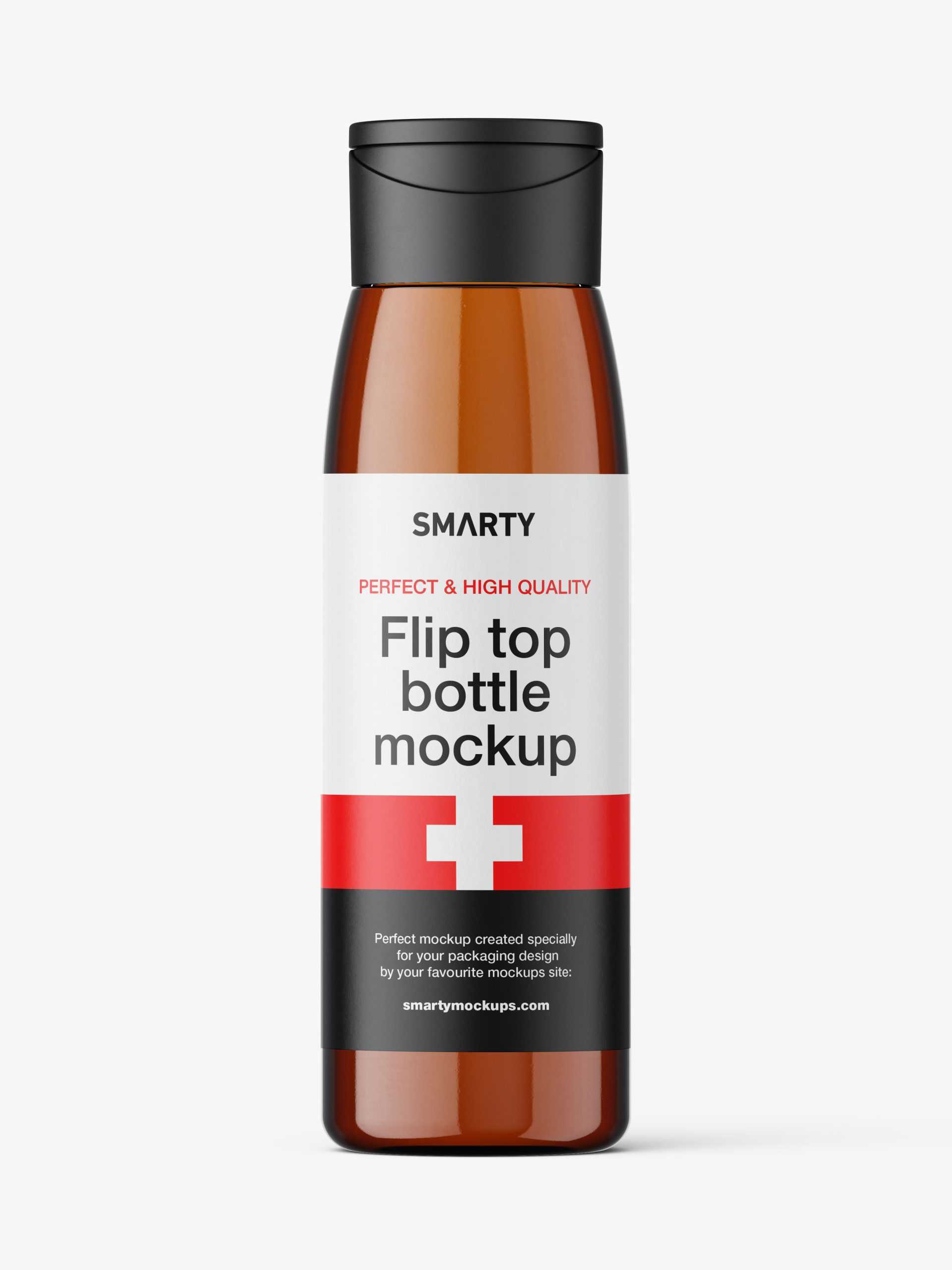 Amber wide bottle with flip top mockup