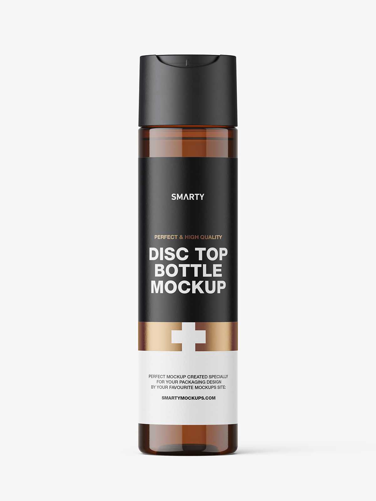 Amber wide disc cap bottle mockup