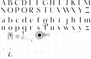 Mapa de caracteres da fonte Amelaryas Font
