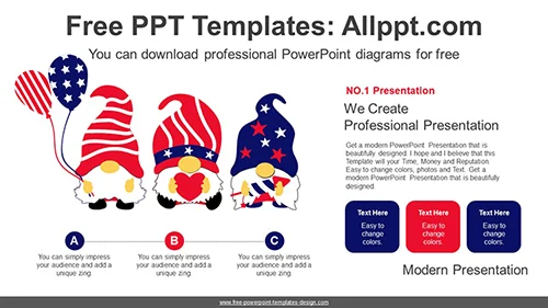 American Patriotic Gnomes PowerPoint Diagram