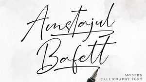 Amstajul Bafett Script Font › Fontesk