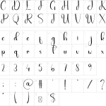 Mapa de caracteres da fonte Amster Night Font