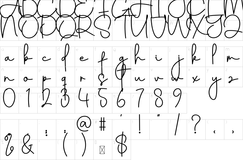 Mapa de caracteres da fonte Amsterdam Christmas Font