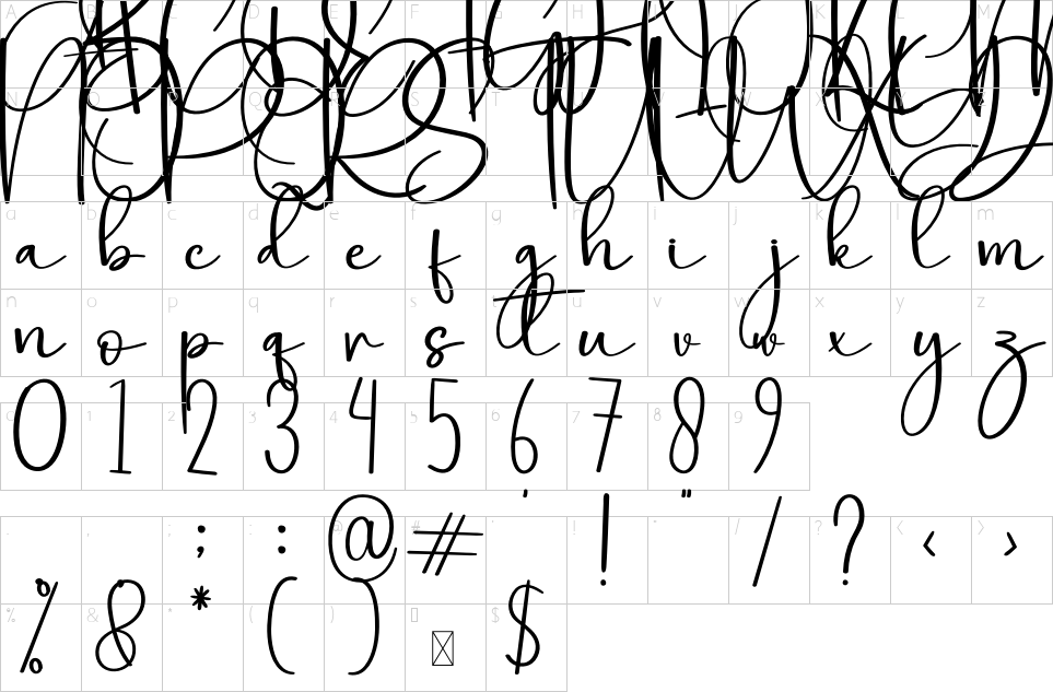 Mapa de caracteres da fonte Amsterdam Font