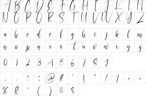 Mapa de caracteres da fonte Amsterlove Font